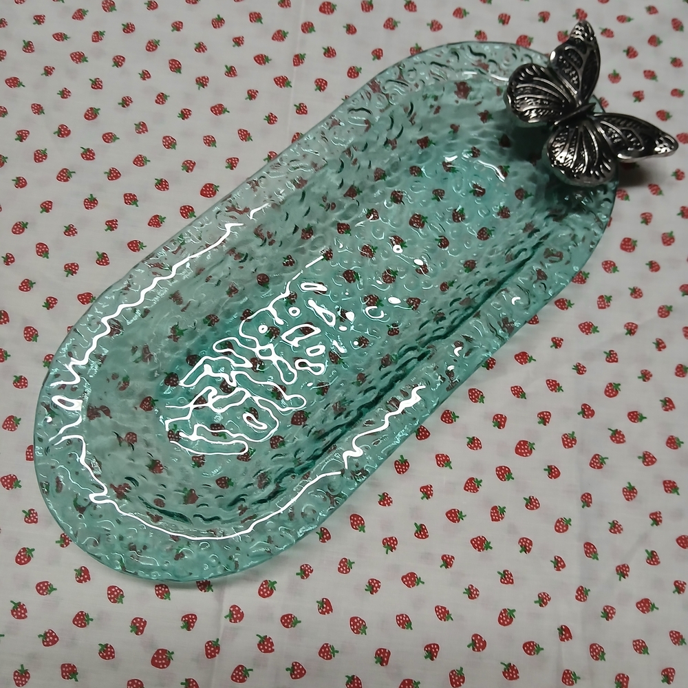 Butterfly Embellished Glass Tray